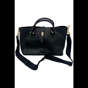 Dooney & Bourke Black Leather Satchel with Gold Hardware